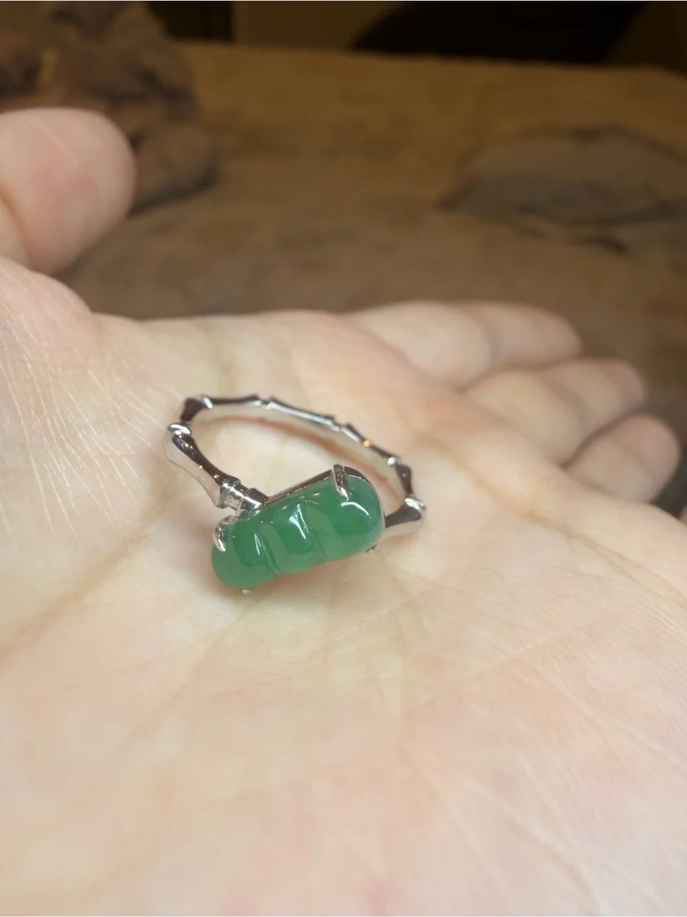 New Certified Natural Burmese Jadeite Jade Green Bean Ring